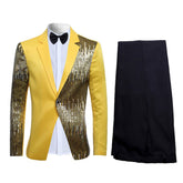Prom Stylish Sequin Suit 2-Piece Yellow Suit