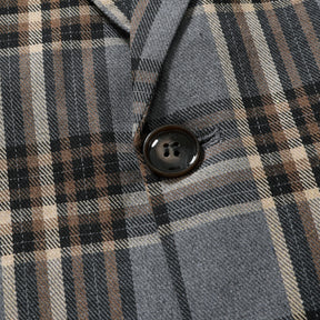 Men's Autumn Plaid Jacket One Button Casual Blazer Grey