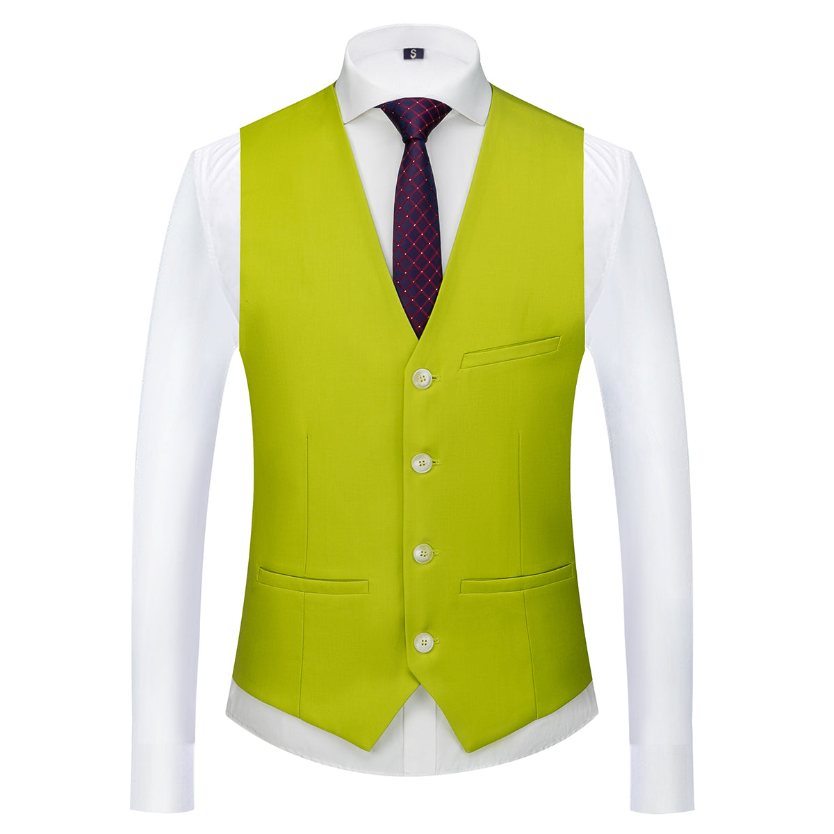Men's Two-Button Back Slit Lapel Collar 3-Piece Suit Grass Green