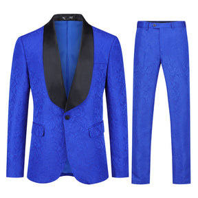 Paisley Suit 2-Piece Slim Fit Print Suit Blue