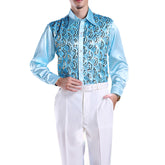 Slim Fit Sequin Party Shirt SkyBlue