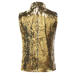 Slim Fit Sequin Show Vest Gold