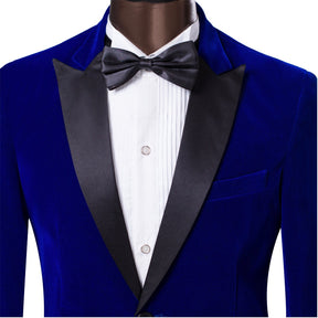 Slim Fit 2-Piece Blue Pleuche Velvet Tuxedo Suit