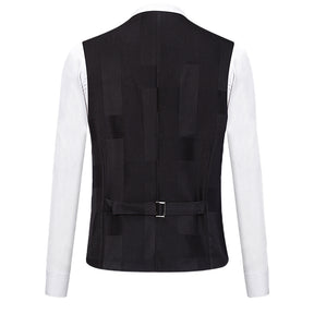 3-Piece Slim Fit Checked Black Casual Suit