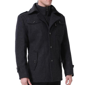 Men's Regular Fit Winter Overcoat Long Wool Coat