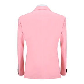 3 Piece Men's Suits One Button Slim Fit Peaked Lapel Tuxedo Pink