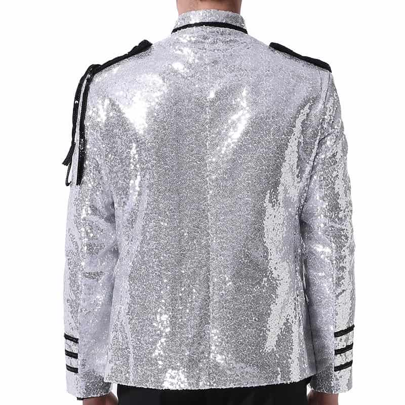 Silver Costume Sequins Blazer Prom Vintage Jacket