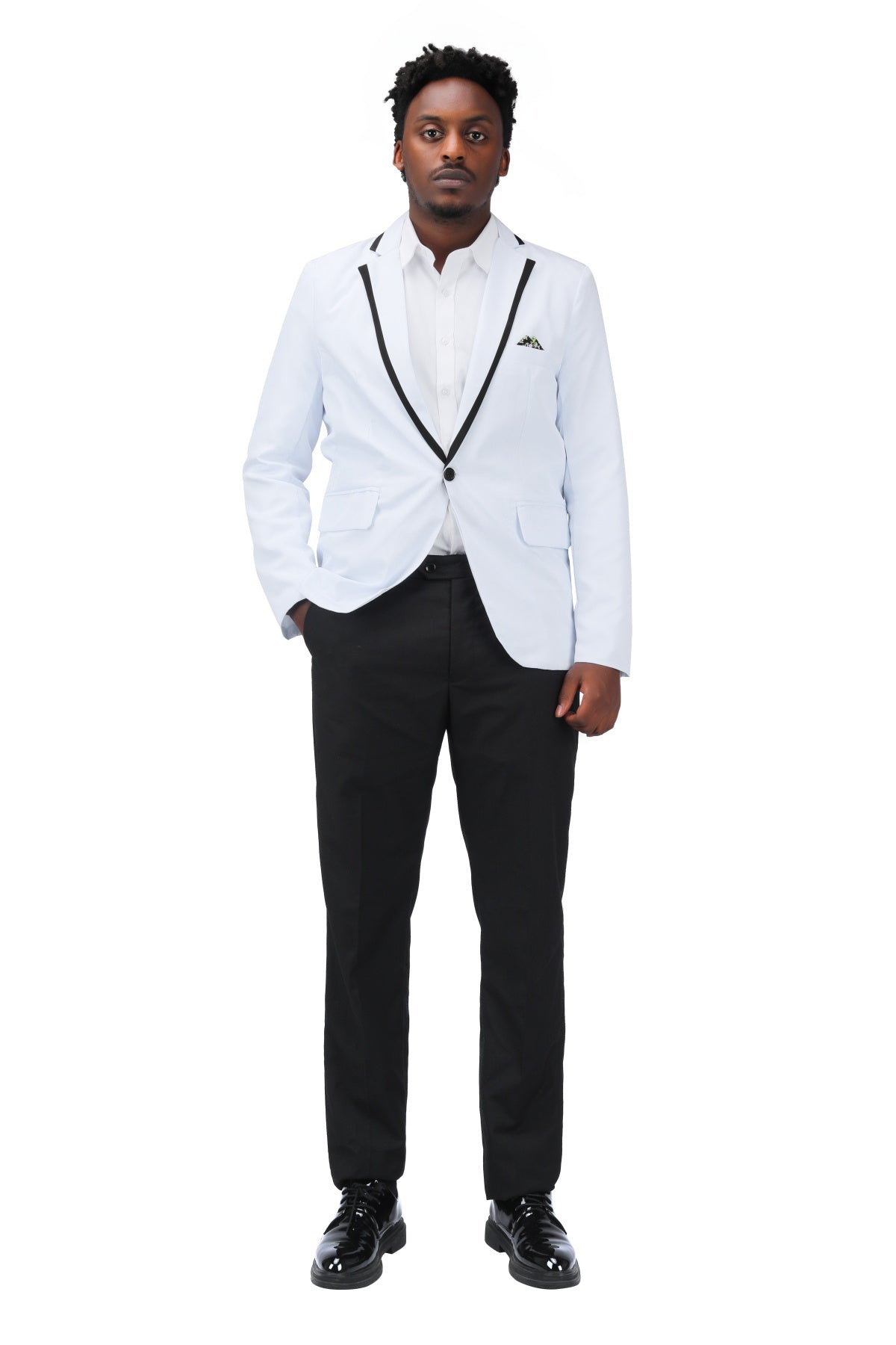 Men's One Button Solid Color Casual Blazer White