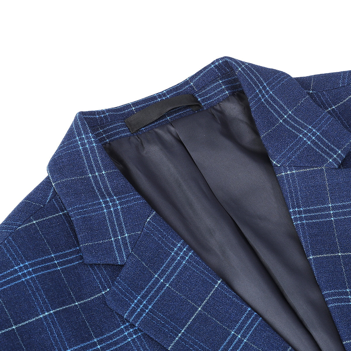 2-Piece Slim Fit Vintage Plaid Suit Blue