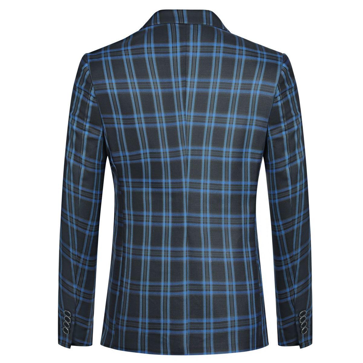 Plaid Stripe Suit Slim Fit 2-Piece Casual Suit Blue