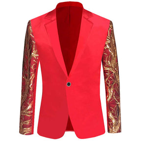 Slim Fit Sequin Blazer Casual Red Blazer