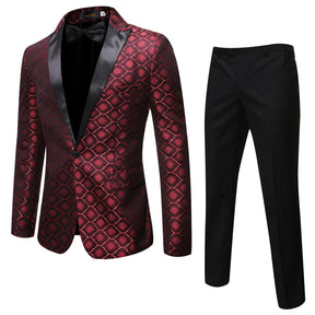 Men's Fashion Fish Scales 2-Piece Suit Red