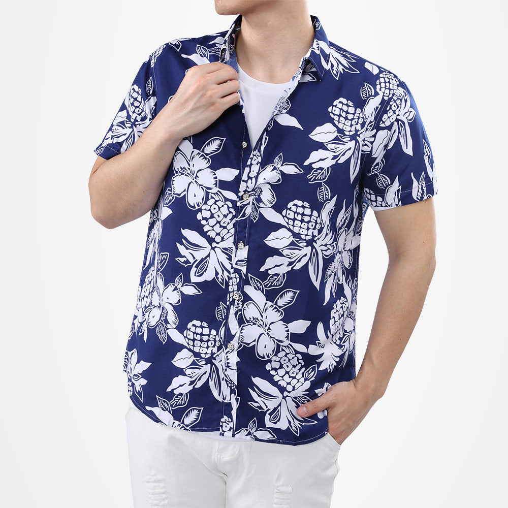 Printed Navy Ventilate Summer Shirt