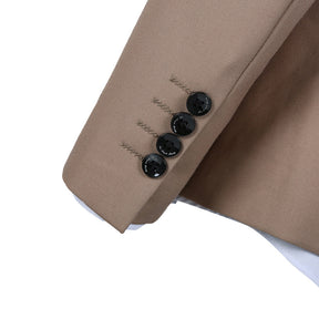 3-Piece Slim Fit Casual Suit Khaki