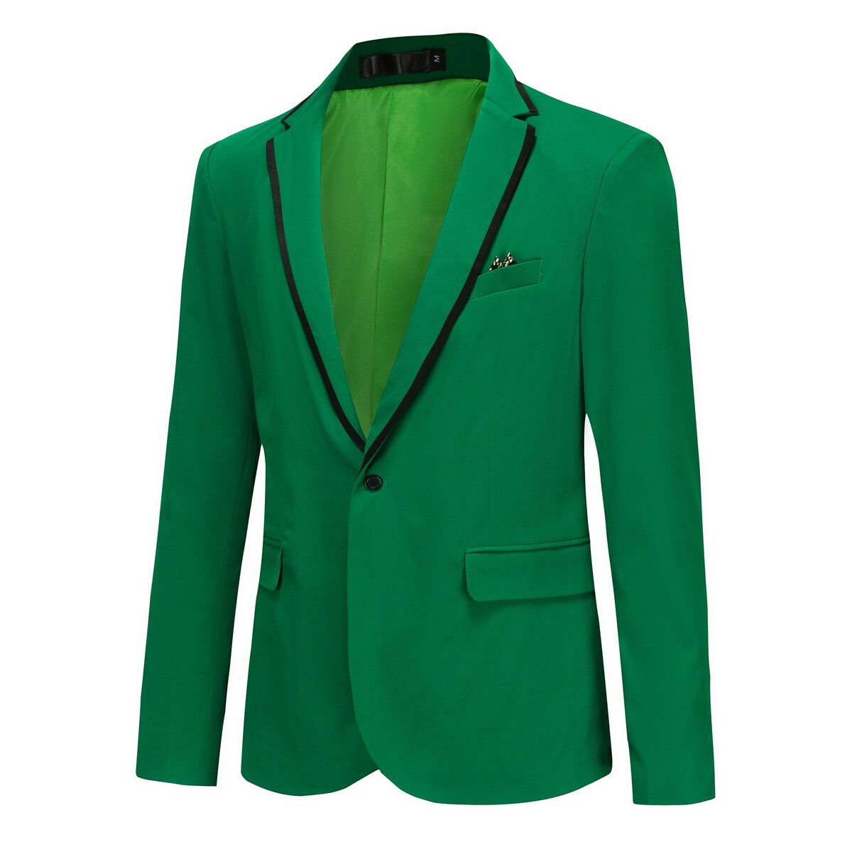 Men's One Button Solid Color Casual Blazer Green - Cloudstyle