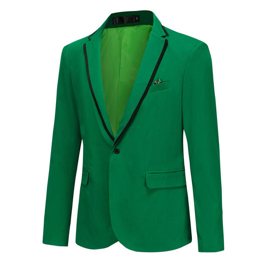 Men's One Button Solid Color Casual Blazer Green - Cloudstyle
