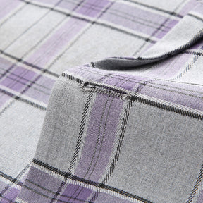 Men's Plaid Notch Lapel Collar One Button Blazer Purple