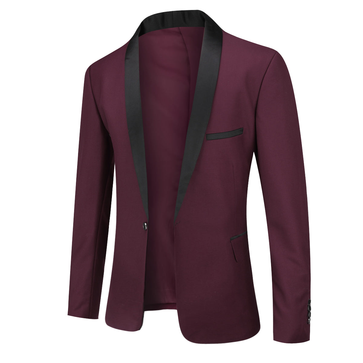 2-Piece Slim Fit One Button Casual Wine Red Suit