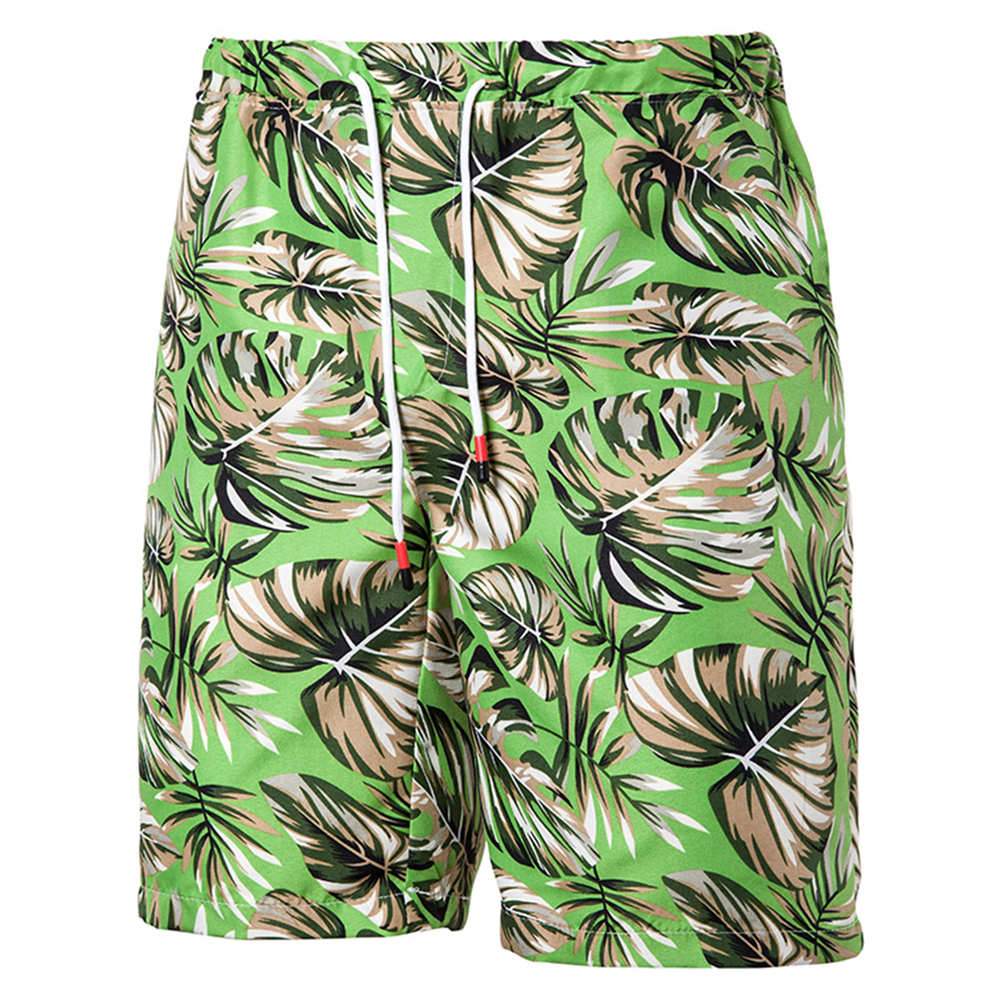 Relaxed Fit Leaf Print Shorts Green