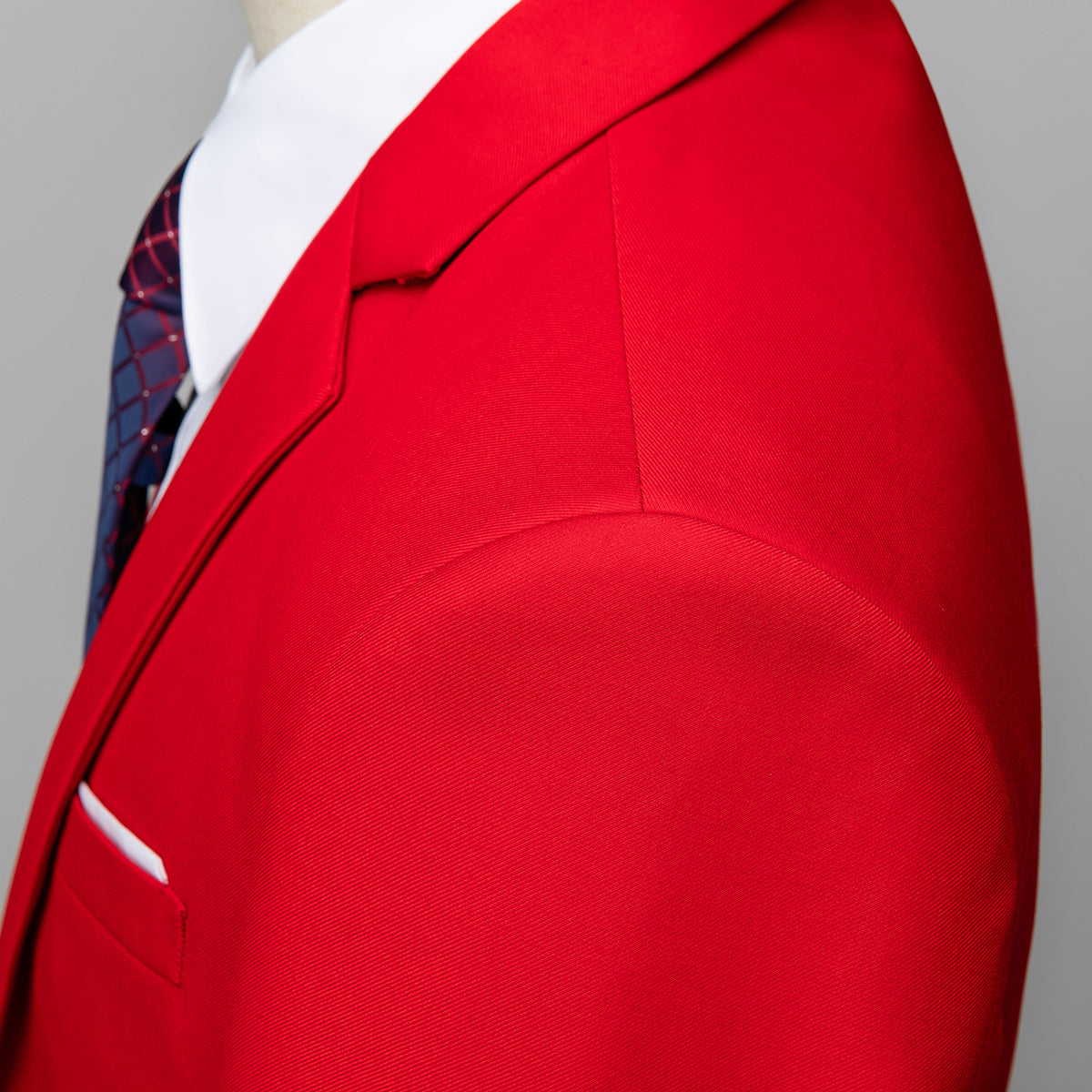 Men's Two-Button Back Slit Lapel Collar 3-Piece Suit Red