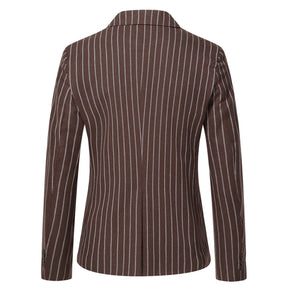 Men's Autumn Plaid Jacket One Button Casual Blazer Coffee