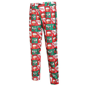 Men's 3-piece Santa Claus Christmas Print Suit Red & Green