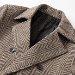 Men's Blazer Collar Double Breasted Coat Khaki