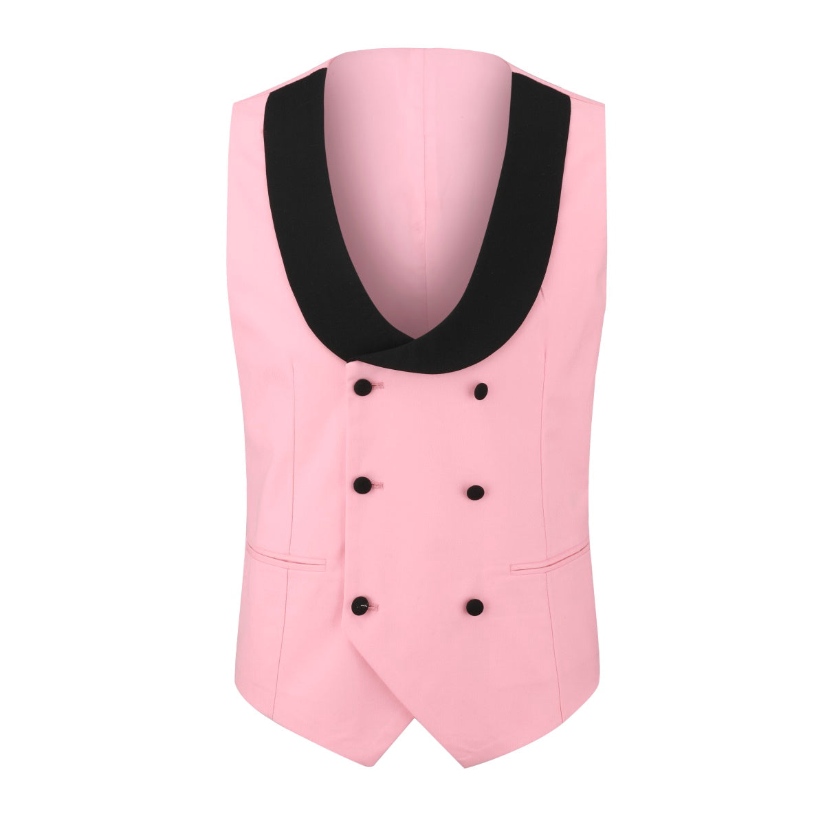 3 Piece Men's Suits One Button Slim Fit Peaked Lapel Tuxedo Pink