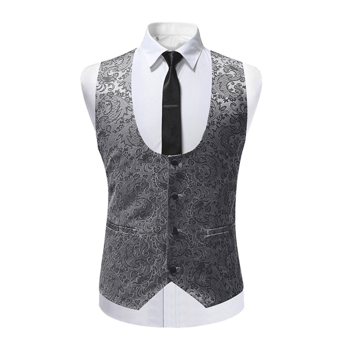 Modern Fit Stylish Paisley Vest Grey