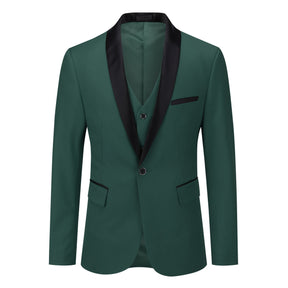 Slim Fit One Button Casual Green 3-Piece Suit