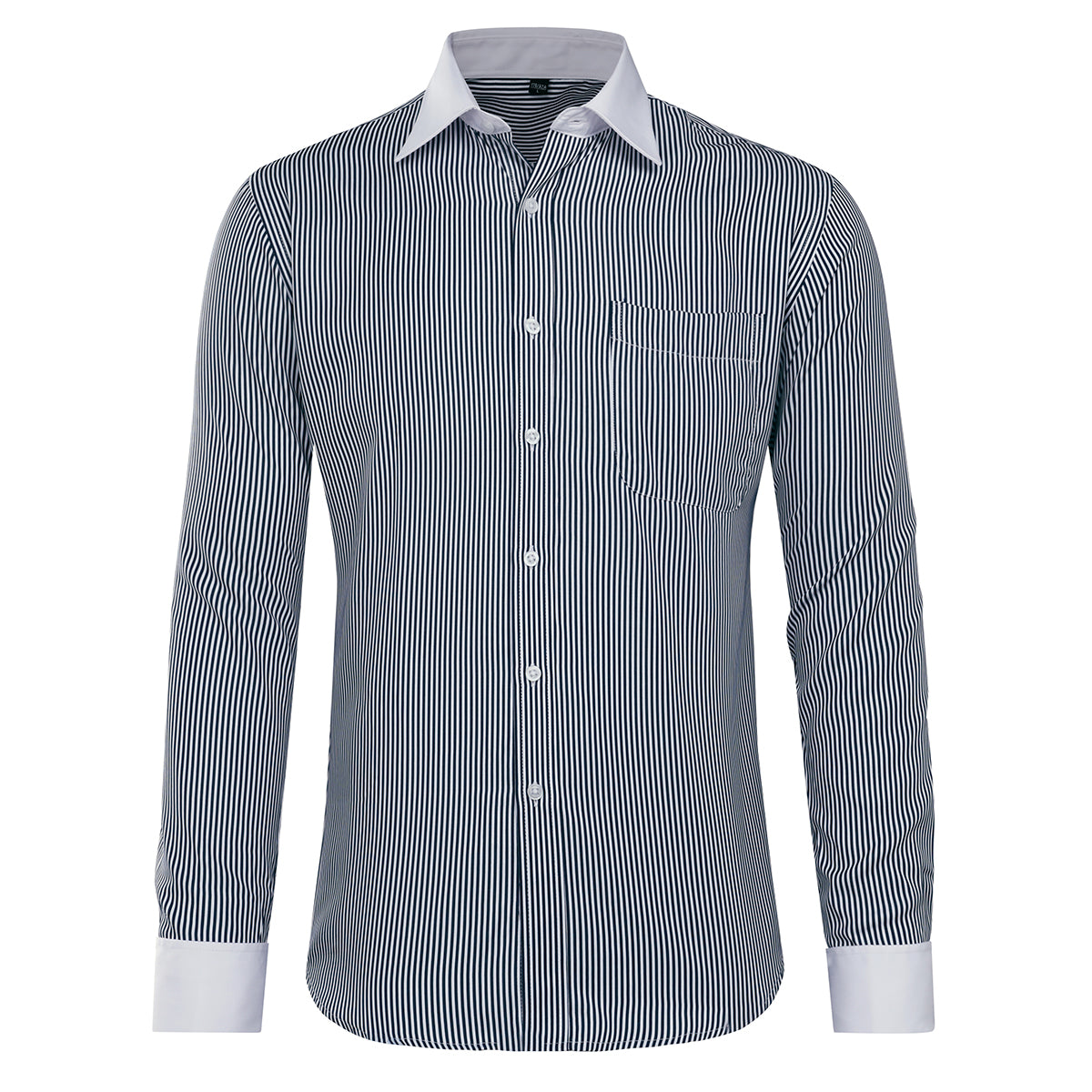 Men's Dress Shirt Slim Fit Button Down Stripe Checked Shirt Black