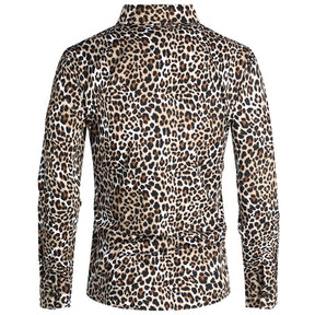 Regular Fit Leopard Style Shirt Coffee