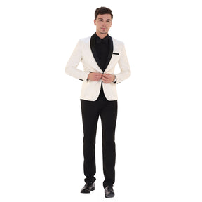 2-Piece Print Suit Slim Fit Paisley White Suit