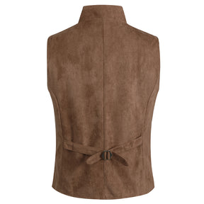 Double Breasted Velvet Gothic Steampunk Brown Dress Vest