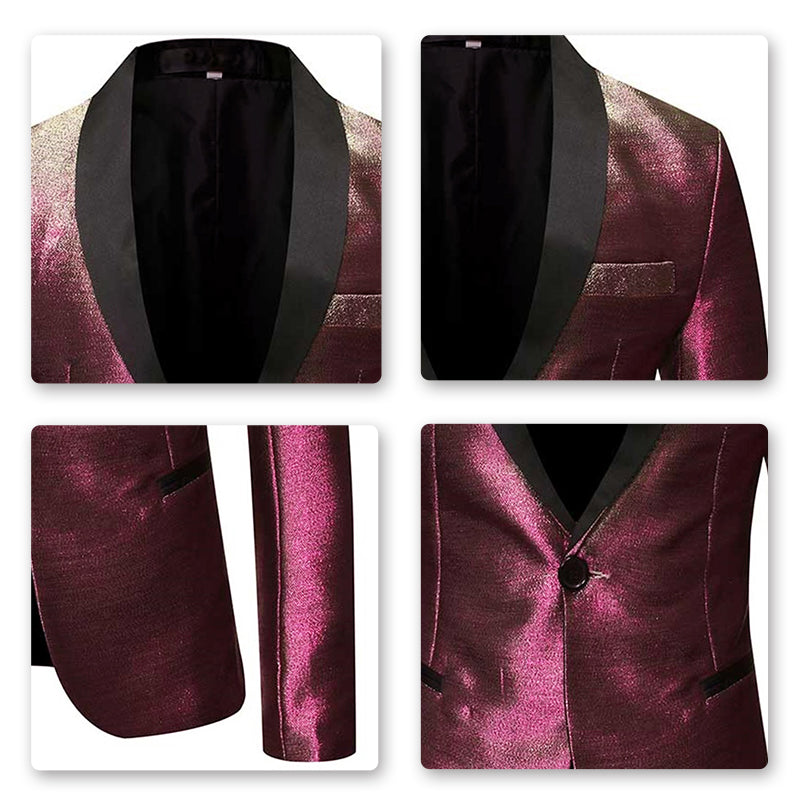 Magic Burgundy Tuxedo Jacket Luxury Prom Blazer
