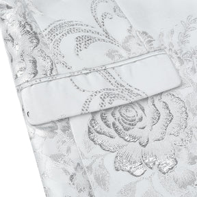 Men's Floral Suit Jacket Printed Blazer White