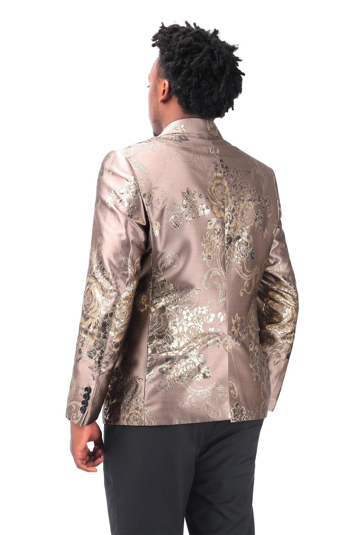 Men's Floral Suit Jacket Printed Blazer Gold