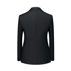 Men's Solid Color Double Breasted Business Suit Black