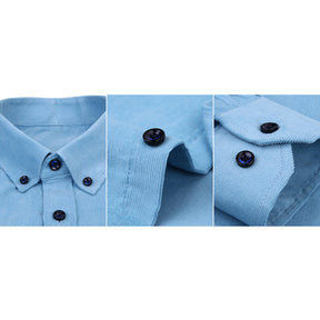 Men's Square Collar Solid Color Autumn Thickened Shirt Azure