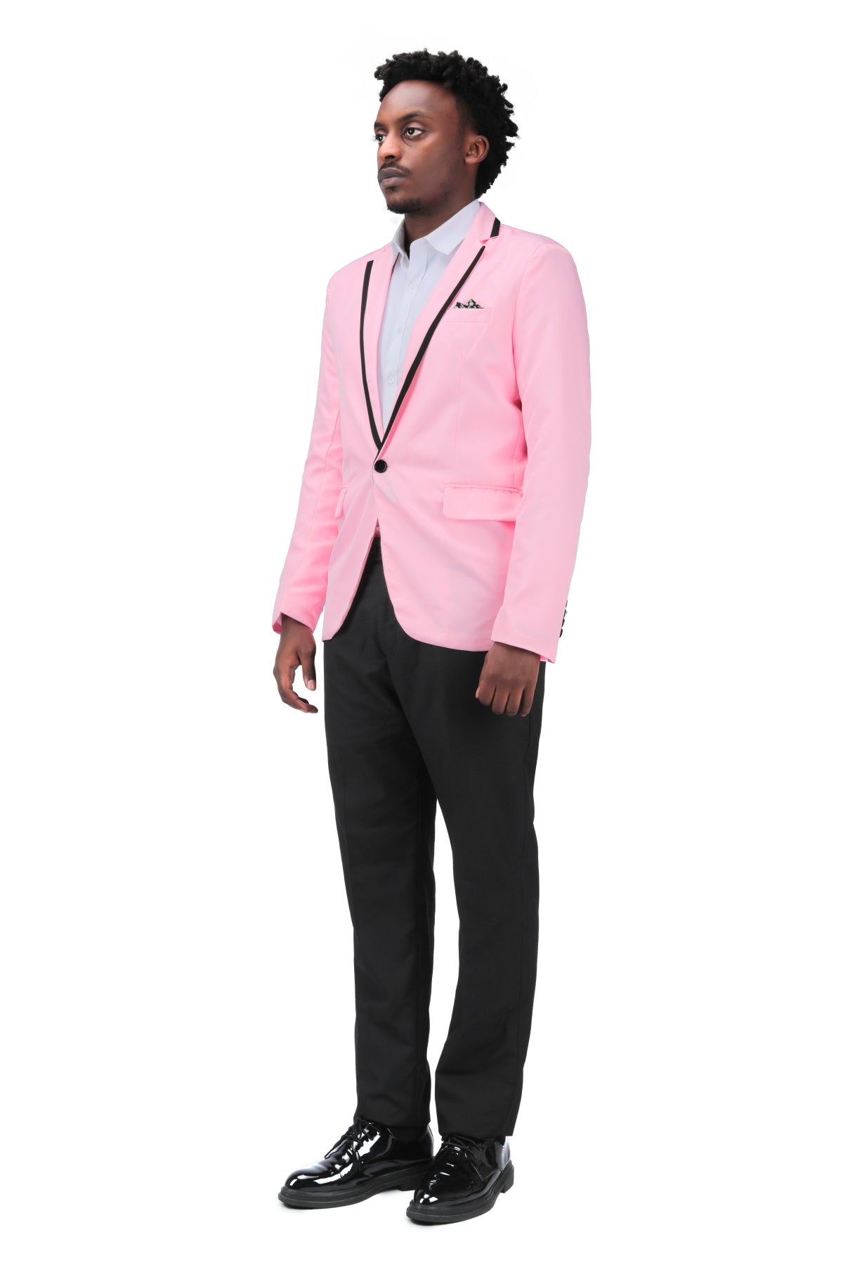 Men's One Button Solid Color Casual Blazer Pink