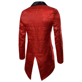 Red Sequin Decorated Swallowtail Coat