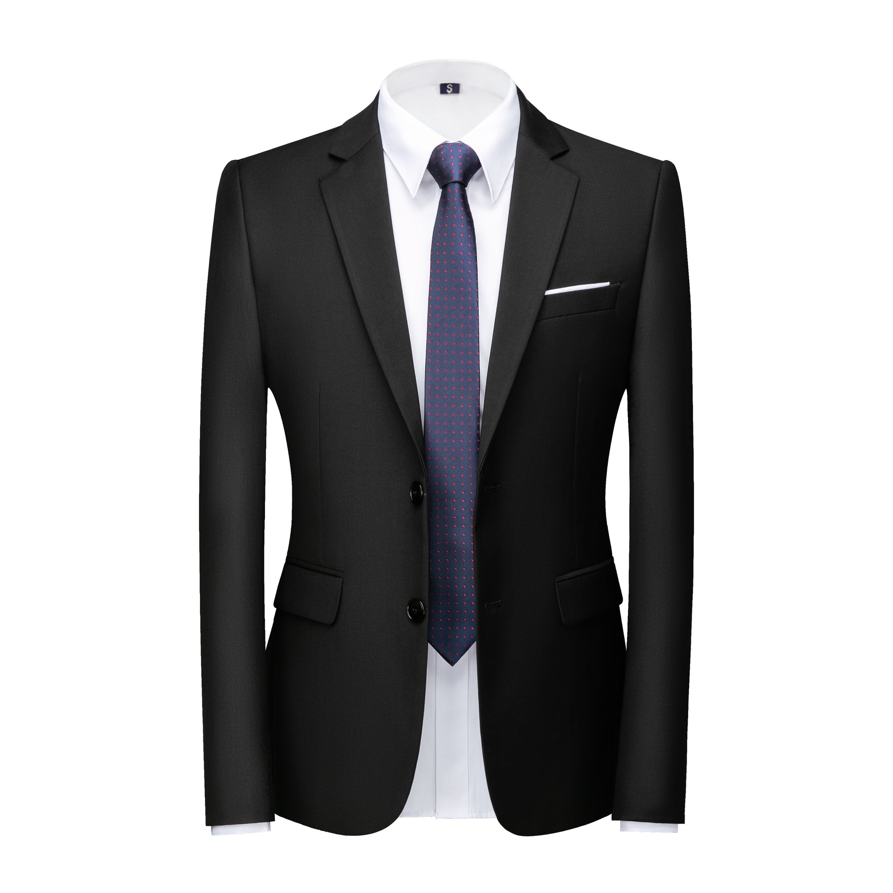 Men's Two-Button Back Slit Lapel Collar 3-Piece Suit Black