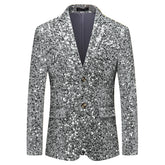Men's Lapel Pattern Dress Blazer Silver