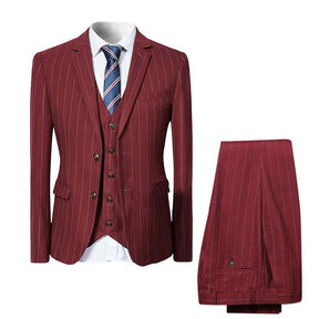 Three Piece Guards Red Suit Stripe Design Suit