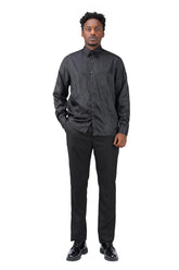 Slim Fit Embroidered Black Paisley Shirt