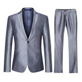 2-Piece One Button Slim Fit Silver Grey Suit