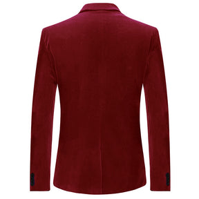 Slim Fit 2-Piece Maroon Pleuche Velvet Tuxedo Suit