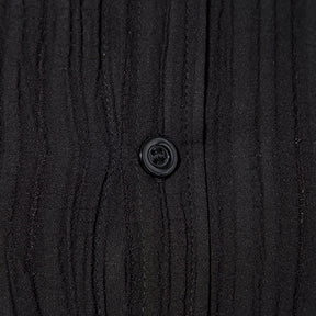 Men's Solid Color Lapel Wavy Long Sleeve Shirt Black