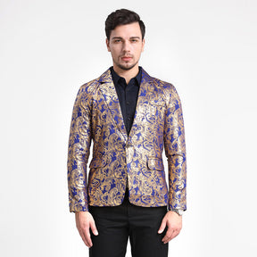 Slim Fit Navy Glitter Paisley Blazer