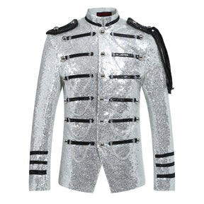 Silver Costume Sequins Blazer Prom Vintage Jacket